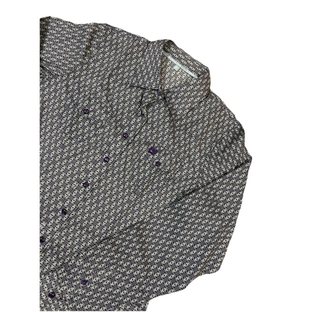 Cinch Western Shirt Womens Large Purple Grey Geometric Medallion MSW920